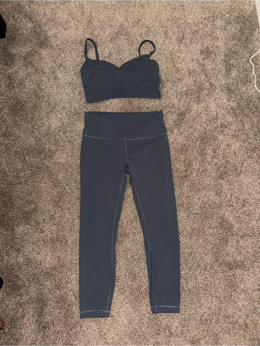 lululemon athletica Charcoal Spaghetti Strap Sports Bra & High-Waist Leggings